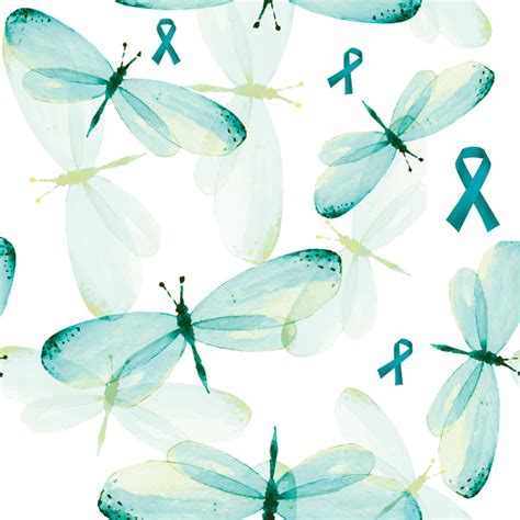 Cancer Fabric Ovarian Cancer Dragonflies And Ribbons Cotton And