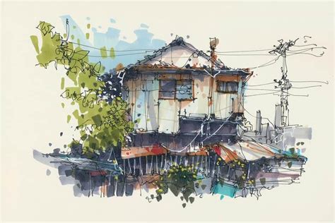 Watercolor Kit Watercolor Paintings House Sketch Architectural