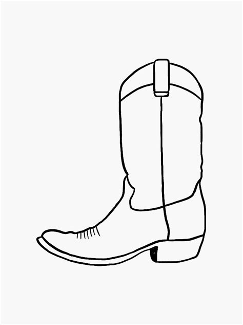 "Cowboy boot - simple outline" Sticker for Sale by Madeline-13 | Redbubble