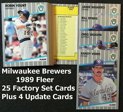 MILWAUKEE BREWERS 1989 Fleer 29 Card Team Set From Factory Update