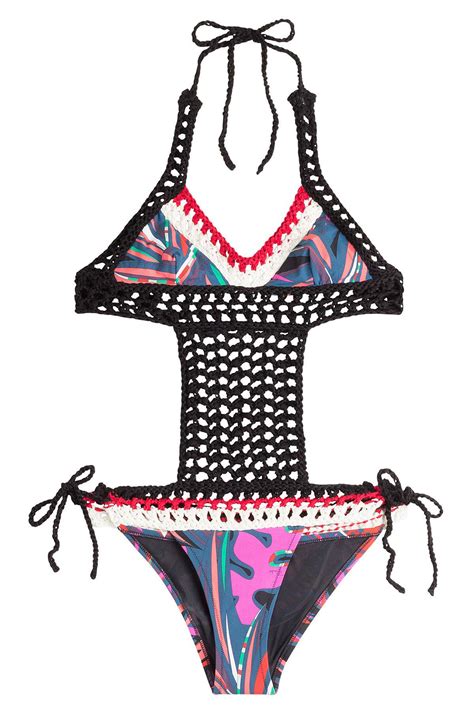 Lyst Emilio Pucci Bikini With Cutout Crochet Detailing In Black