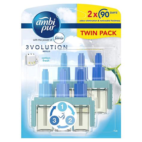 Ambi Pur 3volution Refill Cotton Fresh Febreze Twin Pack Branded