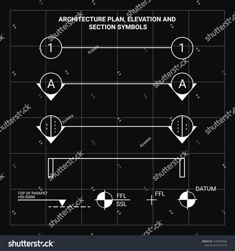 Architectural Drawing Symbol Plan Elevation Section: Vector có sẵn (miễn phí bản quyền ...