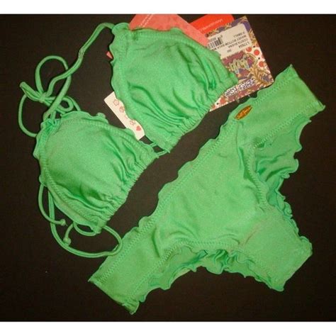 Luli Fama Swim Nwt Luli Fama Xs Bikini S Ruffled Wavey Bottom Snob Green Neon Rare Poshmark