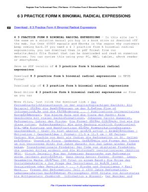 Fillable Online 6 3 Practice Form K Binomial Radical Expressions 6 3