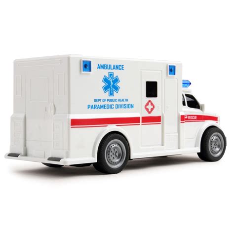 Rescue Ambulance Red Friction Powered 120 Scale Toy Car With Lights