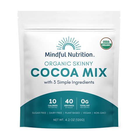 Mindful Nutrition Organic Skinny Keto Cacao Hot Cocoa Mix Sugar Free Low Carb Servings