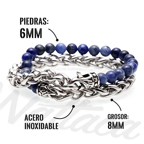 Pulsera Hibrida Doble Vuelta Lapisl Zuli Acero En Wattaca