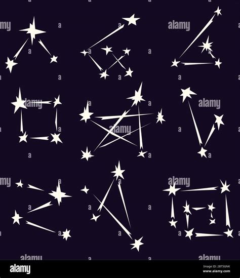 Constellation Design Element Set Selection White Vector Illustration