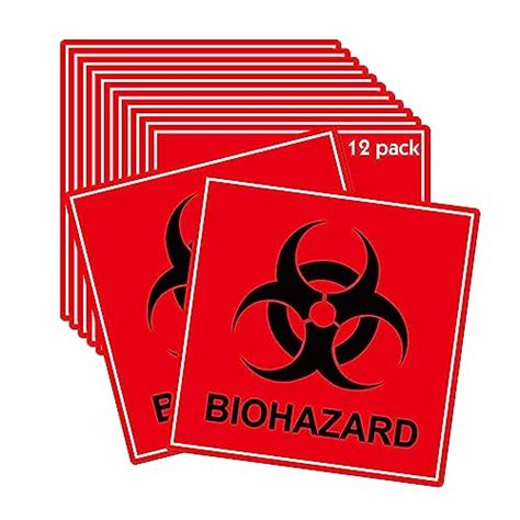 12 Pack Biohazard Stickers Sign Biohazard Warning Labels 4Inch