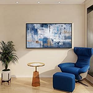 Amazon Klakla Blue Abstract Canvas Wall Art Black Frame Artwork