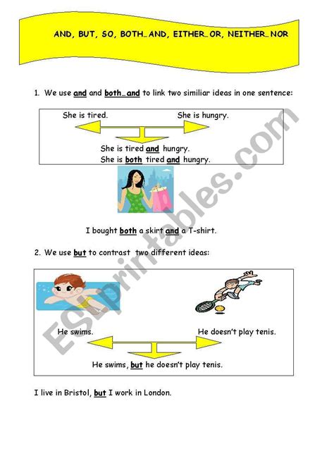 And But So Bothand Eitheror Neithernor Esl Worksheet By