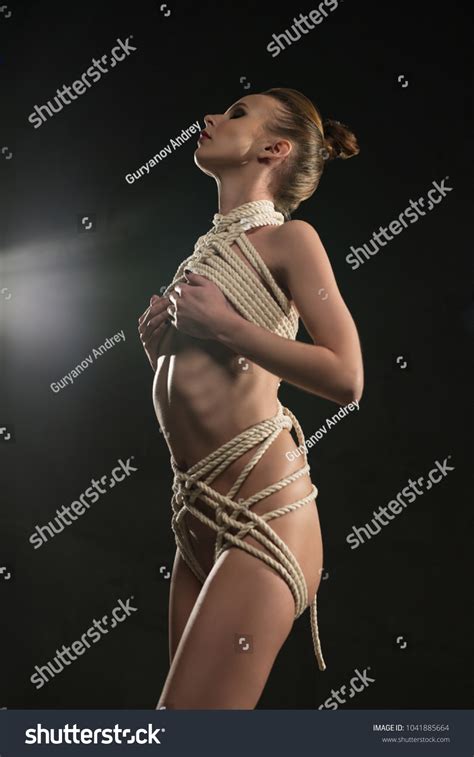 Nude Woman Tied Rope Cropped Profile Stock Photo Shutterstock