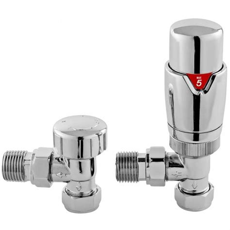 Hudson Reed Chrome Luxury Angled Thermostatic Radiator Valves Pack Ht315