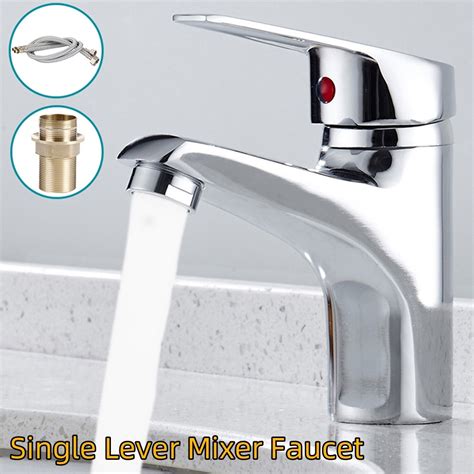 Single Lever Mixer Faucet Metal Electroplating Basin Sink Taps Hot Cold Water For Bathroom