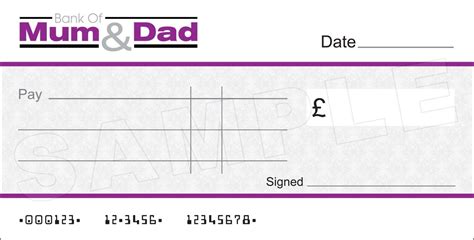 Details About Large Blank Bank Of Mum & Dad Cheque | Dads Intended For ...