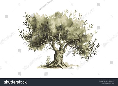 Olive Tree Vector Illustration Hand Drawn Royalty Free Stock Vector