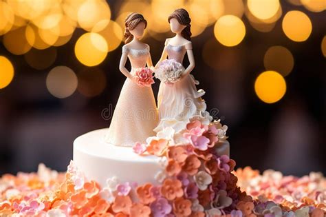 Wedding Cake Topper With Two Brides Figurines Of A Lesbian Couple Gay