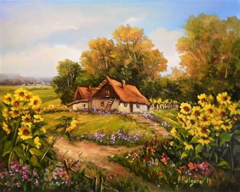 peisaje cu flori de toamna - Căutare Google | Landscape paintings ...