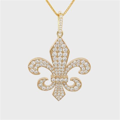 14k Yellow Gold Large Diamond Fleur De Lis Pendant Jack Sutton Fine