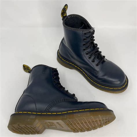 Dr Martens Navy Blue Smooth Leather 1460 Combat Depop