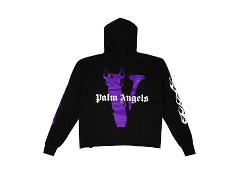 Buy Vlone X Palm Angels Logo Hooded Hoodie Blackpurple Online In