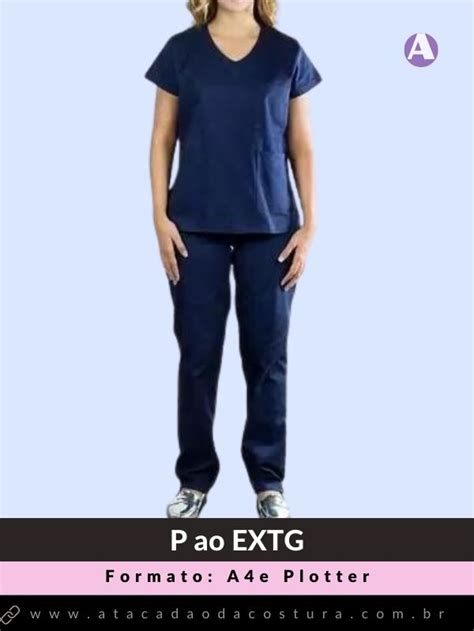 Molde De Pijama Hospitalar Scrub Uniforme Em Pdf Atacad O Da Costura