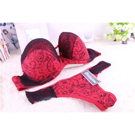 Intimates Set Women Sexy Plus Size Bra Sets Embroidered Lace Thong Bra And Panty Set C D E 34 36