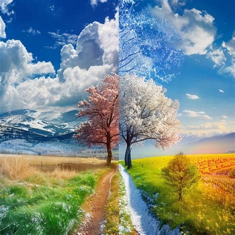 seasons collide visually image seasons tree transition