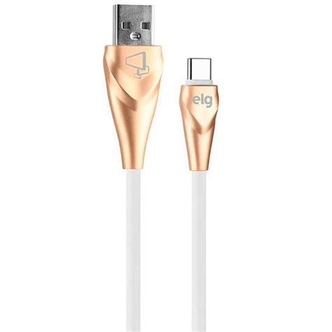 Cabo USB C Elg ALCWH 1 Metro Elastômero Termoplástico 12W 2 4A