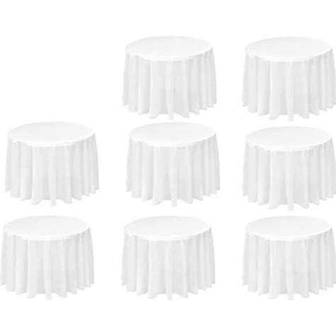 Lot De 8 Nappes Rondes Nappes Jetables Blanches De 84 Pouces Nappes