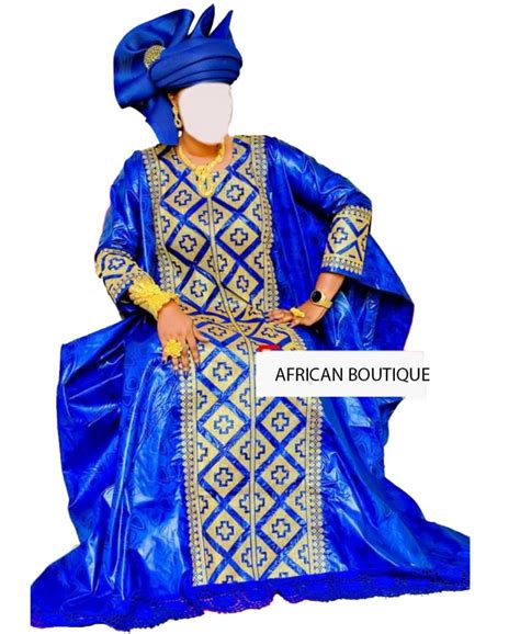 African Attire Fully Embroidered Super Magnum Gold Rich Bazin