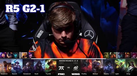 FNC Vs WBG Game 1 Day 9 LoL Worlds 2023 Swiss Stage Fnatic Vs