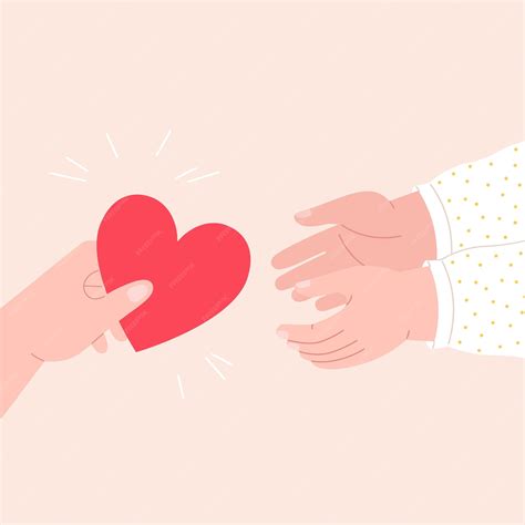 Premium Vector | Person sharing heart Hands holding red heart and give