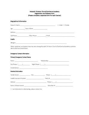 Fillable Online Dance Registration Forms Fax Email Print Pdffiller