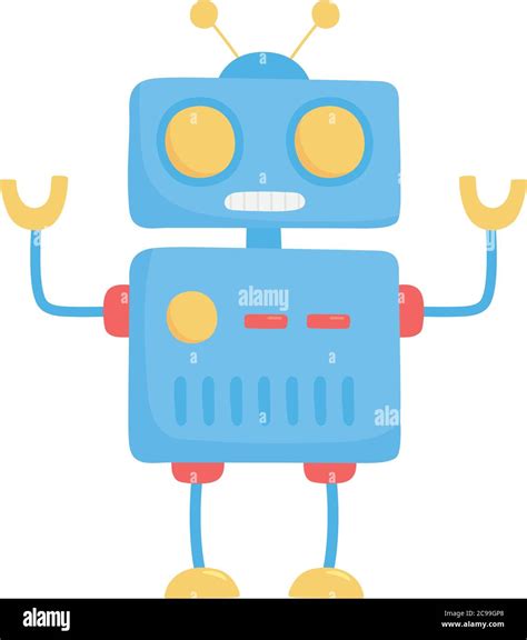 kids toys blue robot cartoon isolated icon design white background ...