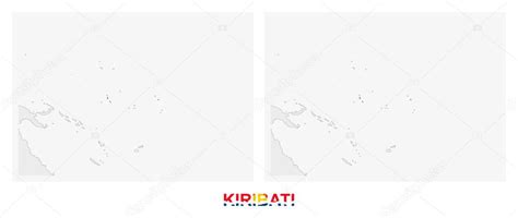 Dos Versiones Del Mapa De Kiribati Con La Bandera De Kiribati Y