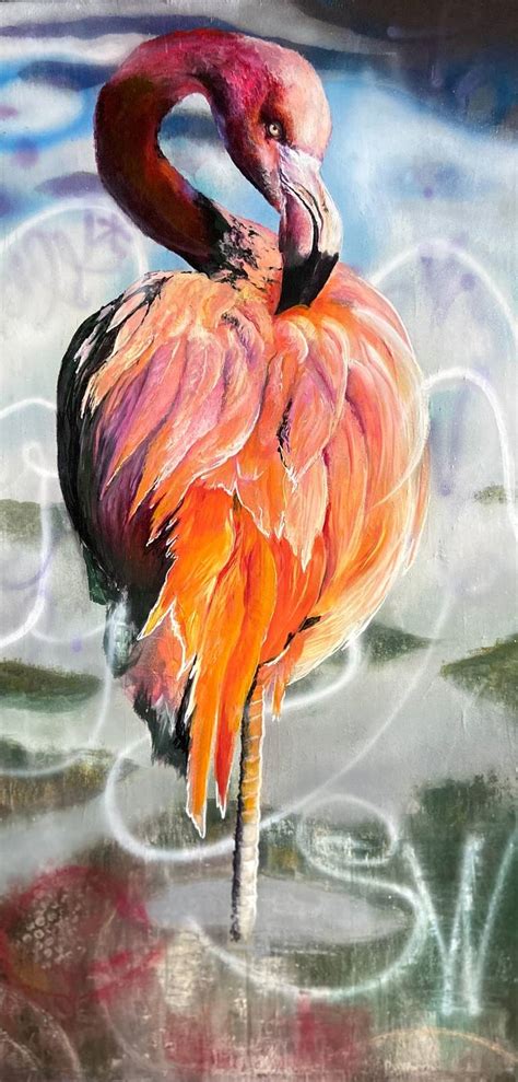 Be A Flamingo Painting By Paul Hardern Saatchi Art