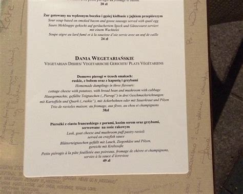 Wierzynek Restaurant Cracovia Stare Miasto Menu Prezzo