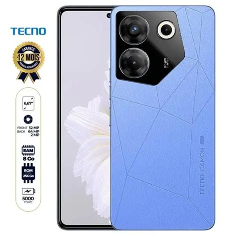 Tecno Camon 20 Pro 5G - 256 Go/8Go RAM - 6.67" - Dual Sim - 64MP + 2MP/32MP