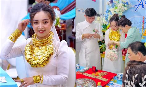 Cô dâu hot nhất hôm nay Đeo cây vàng nặng kg cười tươi rói trong ngày cưới