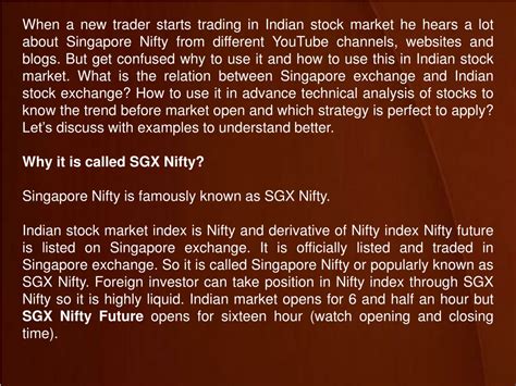 PPT Impact Of SGX Nifty Future And Its Impacts On Indian Market