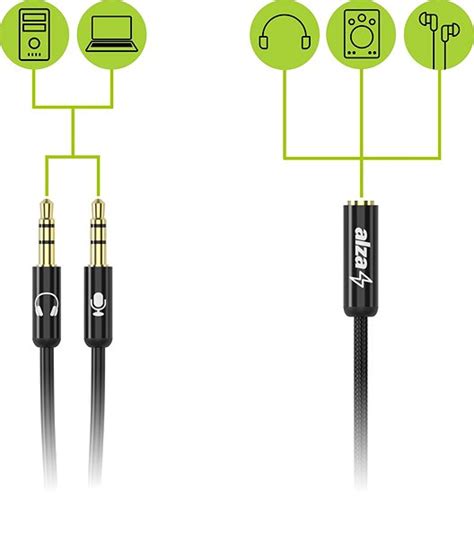 AlzaPower 3.5mm Jack 4P-TRRS (F) to 2× 3.5mm Jack (M) 0,15 m adaptér ...