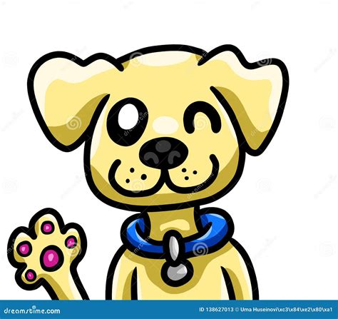 Cute Waving Dog stock illustration. Illustration of style - 138627013