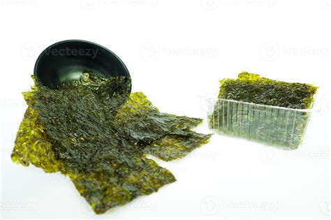 Nori Seaweed Isolated On White Background Japanese Food Nori Dry