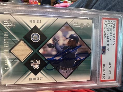 Ken Griffey Jr Signed Upper Deck Piece Of History Black Diamond Psa