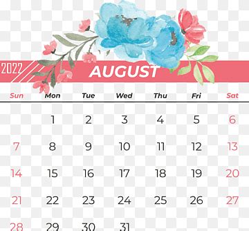 Descarga Gratis Calendario Agosto Png Pngwing