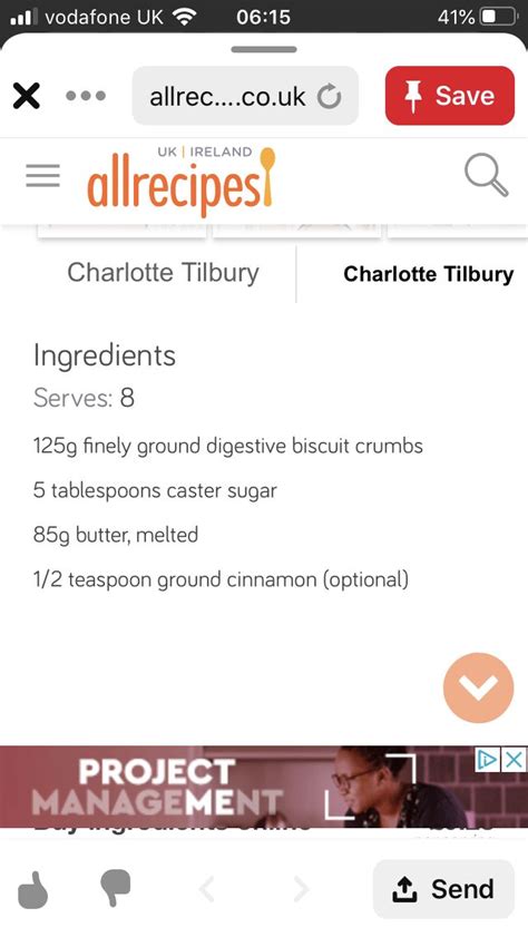 An Iphone Screen Showing The Recipe For Charlotte Tilbury S Project