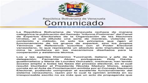 Venezuela Rechaza El Informe Preliminar De La Onu Sobre Elecciones