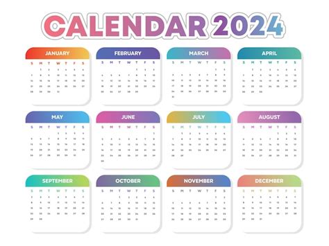 Plantilla De Calendario Colorido Simple Vector Premium